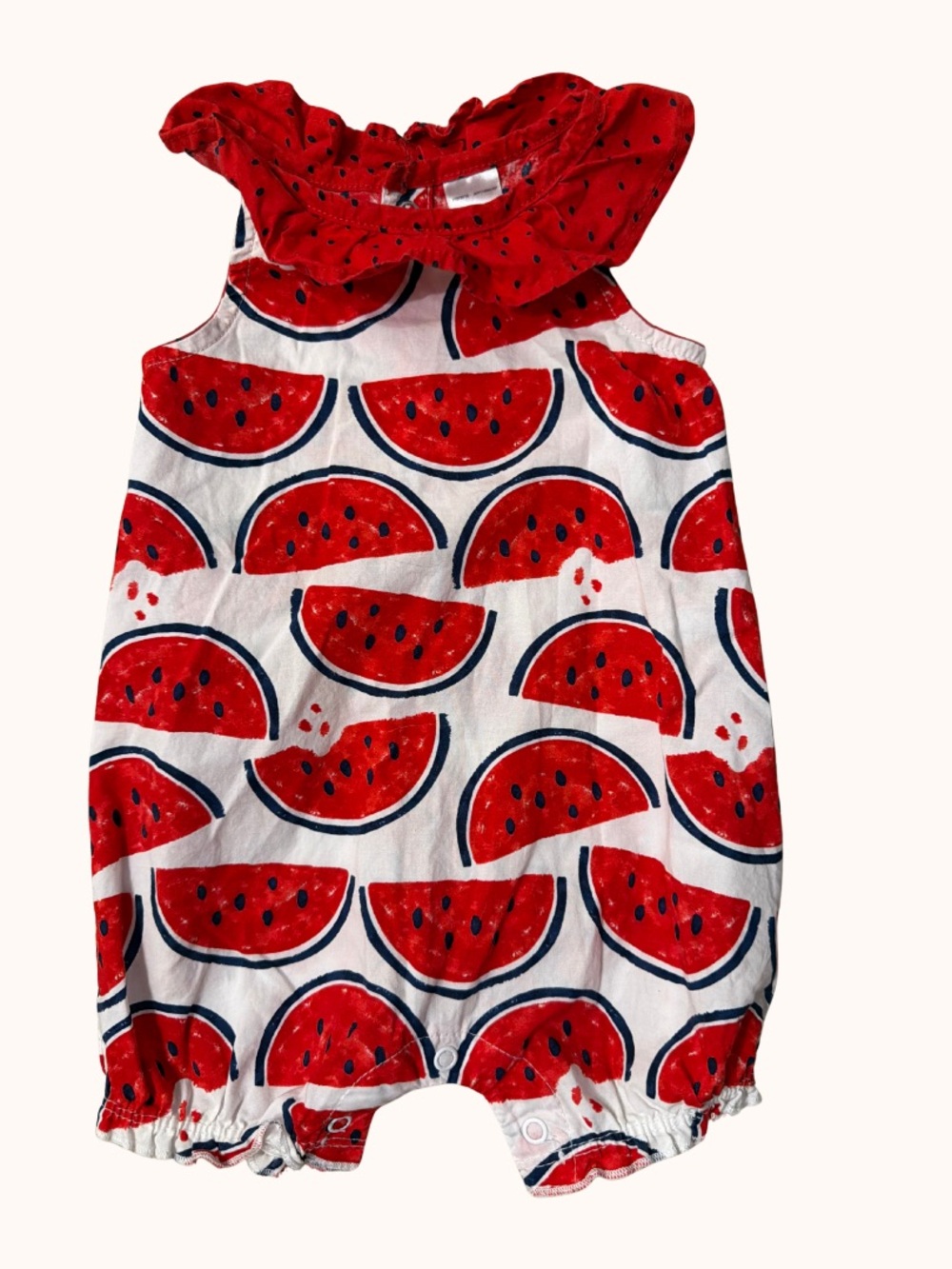 Carter's Watermelon Print Romper - Red & White